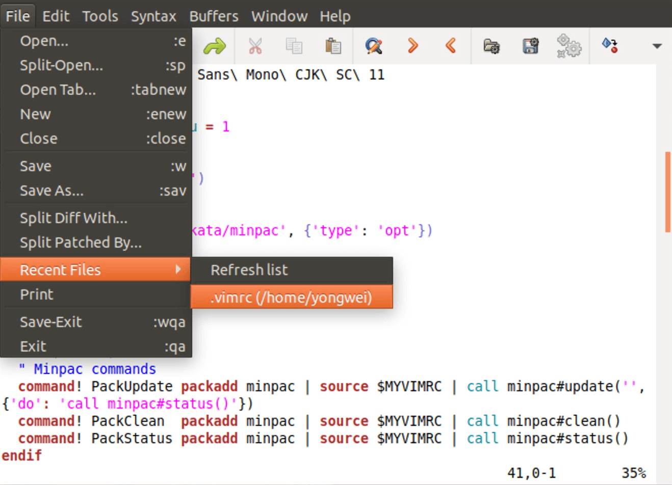 最近文件的菜单 Fig4.4